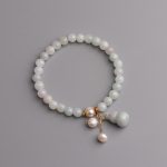 Buddha Stones Natural Jade Pearl Gourd Prosperity Luck Bracelet Bracelet BS 7