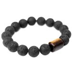 Buddha Stones Lava Rock Ebony Wood Tiger Eye Support Healing Bracelet Bracelet BS 8
