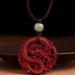 Buddha Stones Year Of The Dragon Natural Cinnabar Hetian Jade Bead Copper Coin Attract Wealth Strength Necklace Pendant Necklaces & Pendants BS 8