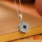 Buddha Stones 990 Sterling Silver Tibetan Om Mani Padme Hum Lotus Love Projection Necklace Pendant Necklaces & Pendants BS 1