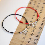 Buddhastoneshop 925 Sterling Silver Red String Braid Bell Charm Anklet