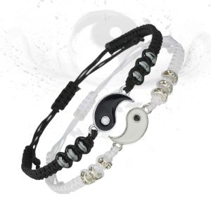 Buddha Stones 2pcs Yin Yang Hematite Couple Bracelet Bracelet BS Yin Yang (2pcs)