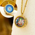 Buddha Stones Tibetan Yellow God Of Wealth Green Tara Buddha Serenity Titanium Steel Necklace Pendant Necklaces & Pendants BS Front Padmasambhava Bodhisattva Back Mantra
