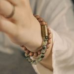 Buddha Stones Green Rutilated Quartz Natural Sandalwood Purification Bracelet Bracelet BS 3