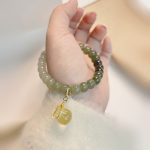 Buddha Stones Natural Hetian Jade Money Bag Charm Bead Prosperity Bracelet Bracelet BS 2