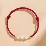 Buddha Stones Handcrafted Round Jade Lucky Bead Prosperity Braided Bracelet Bracelet BS 8mm Three Beads Dark Red(Wrist Circumference 14-17cm)