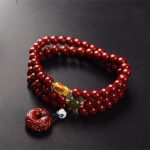 Buddha Stones Tibetan Cinnabar Peace Buckle Triple Wrap Blessing Bracelet Mala Mala Bracelet BS 5