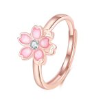Buddha Stones 925 Sterling Silver Cherry Blossom Blessing Chain Bracelet Rotatable Ring Bracelet BS 16