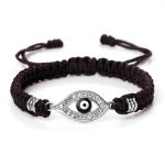 Buddha Stones Evil Eye Keep Away Evil Spirits String Bracelet Bracelet BS Brown Black Evil Eye Silver Border