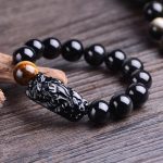 Buddha Stones Natural Black Obsidian PiXiu Tiger's Eye Strength Bracelet Bracelet BS 2