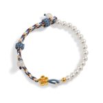 Buddha Stones 925 Sterling Silver Peach Blossom Pearl Chalcedony Healing Rope Bracelet 10
