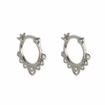 Buddha Stones Round Lotus Flower Pattern Luck Hoop Earrings Earrings BS Silver