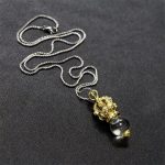 Buddha Stones Tibetan Dorje Vajra 4 Prong Lotus Liuli Crystal Strength Necklace Pendant Necklaces & Pendants BS 23