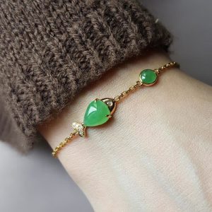Buddha Stones Green Chalcedony Koi Fish Courage Strength Bracelet Bracelet BS Green Chalcedony (Strength  ♥ Courage)