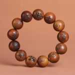Buddha Stones Lightning Struck Jujube Wood Yin Yang Bagua Taoist Taboo Scripture Symbol Engraved Luck Bracelet Bracelet BS Taoist Scripture Symbols 18mm(Wrist Circumference 18-20cm)