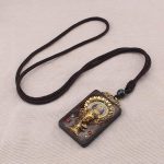 Buddha Stones Ebony Wood Elephant God of Fortune Buddha Blessing Necklace String Pendant Necklaces & Pendants BS 4