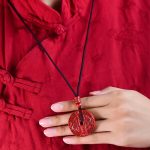 Buddha Stones Natural Cinnabar Mountain Ghosts Spend Money Bagua Blessing Necklace Pendant Key Chain Necklaces & Pendants BS 5