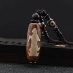 Buddha Stones Tibet Om Mani Padme Hum Dzi Bead Avalokitesvara Pattern Wealth Necklace Pendant Necklaces & Pendants BS 2