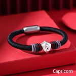 Buddha Stones 999 Sterling Silver 12 Constellations of the Zodiac Blessing Handmade String Bracelet Bracelet BS Capricorn