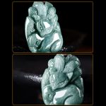 Buddha Stones Natural Green Jade Nine-Tailed Fox Engraved Prosperity Necklace Pendant Necklaces & Pendants BS 9