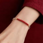 Buddha Stones 925 Sterling Silver Cinnabar Fu Character Blessing Bracelet Bracelet BS 2