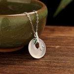 Buddha Stones 925 Sterling Silver Natural Chalcedony Bamboo Leaf Peace Buckle Positive Necklace Pendant Necklaces & Pendants BS Silver Bamboo Chalcedony