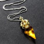 Buddha Stones Tibetan Dorje Vajra 4 Prong Lotus Liuli Crystal Strength Necklace Pendant Necklaces & Pendants BS 4