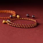 Buddha Stones Handcrafted Red Gold Rope Lotus Peace And Joy Charm Braid Bracelet Bracelet BS 3