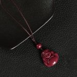 Buddha Stones Laughing Buddha Cinnabar Blessing Necklace Pendant Phone Hanging Decoration Key Chain Necklaces & Pendants BS Phone Hanging Decoration Brown