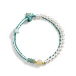 Buddha Stones 925 Sterling Silver Hetian Jade Braided Rope Pearl Abundance Bracelet 4