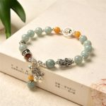 Buddha Stones 925 Sterling Silver Natural Jade Amber PiXiu Pony Success Bracelet Bracelet BS Jade (Prosperity ♥ Abundance)