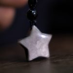 Buddha Stones Natural Silver Sheen Obsidian Star Crescent Moon Protection Necklace Pendant Necklaces & Pendants BS 1