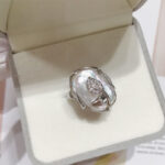 Buddha Stones Pearl Copper Plated Gold Flower Happiness Wealth Ring Ring BS 13