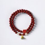 Buddha Stones Cinnabar Lotus Charm Double Wrap Blessing Bracelet Bracelet BS 7