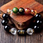 Buddha Stones Chinese Zodiac Feng Shui Obsidian Five-Element Wealth Porsperity Bracelet Bracelet BS 2