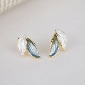 Buddha Stones Leaf Design Luck Stud Earrings Earrings BS Stud Earrings