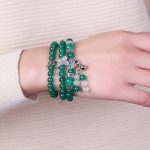 Buddha Stones Natural Green Agate Butterfly Support Bracelet Mala Bracelet BS 4