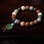 Buddha Stones Natural Multicolored Gradient Bodhi Seed Liuli Glass Charm Peace Bracelet Bracelet BS 16