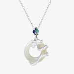 Buddha Stones Year Of The Dragon 925 Sterling Silver Hetian White Jade Peace Buckle Auspicious Clouds Success Necklace Pendant Necklaces & Pendants BS 8