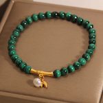 Buddha Stones Natural Malachite Pearl Lucky Bamboo Anti-Anxiety Bracelet Bracelet BS 2