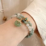 Buddha Stones Single Double Layer Jade Peace Buckle Luck Bracelet Bracelet BS 9