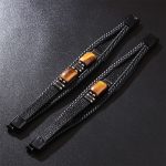 Buddha Stones Tiger Eye Power Magnetic Buckle Multilayered Leather Bracelet Bracelet BS 8