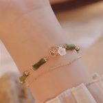 Buddha Stones 14k Gold Plated Copper Peridot Bamboo Flower Wealth Double Layer Bracelet 3