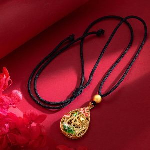 Buddha Stones Koi Fish Lotus Flower Leaf Copper Luck Necklace Pendant Necklaces & Pendants BS Lotus Koi Fish