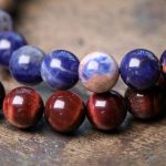 Buddha Stones Black Obsidian Sodalite Crystal Copper Strength Couple Bracelet Bracelet BS 3