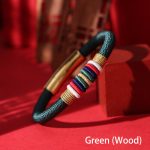 Buddha Stones Tibetan Handmade Colorful King Kong Knot Five Elements Luck Braid String Bracelet Bracelet BS Green(Wood) 18cm