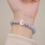 Buddha Stones 925 Sterling Silver Natural Amethyst Aquamarine Pink Crystal Cat's Eye Healing Crescent Moon Bracelet Bracelet BS 9