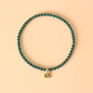 Buddha Stones Natural Malachite Elephant Anti-Anxiety Charm Bracelet Bracelet BS Elastic String 17cm