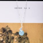 Buddha Stones 925 Sterling Silver Natural Aquamarine Leaf Flower Peace Earrings Necklace Earrings BS Leaf Aquamarine Necklace