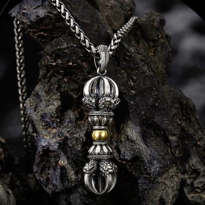 Buddha Stones Tibetan Dorje Vajra Design Wealth Necklace Pendant Necklaces & Pendants BS Necklace&Keel Chain